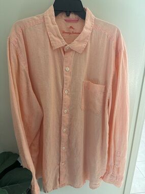 Tommy Bahama Peach Linen Casual Button-Down Shirt